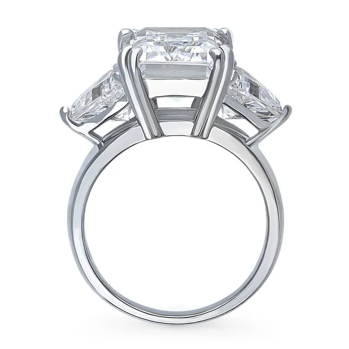 3Stone 85ct Emerald Cut CZ Ring in Sterling Silver BERRICLE Rings