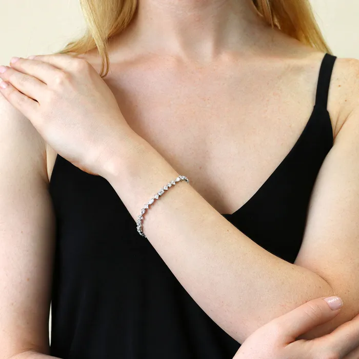 BERRICLE Bracelets Cluster CZ Tennis Bracelet in Sterling Silver