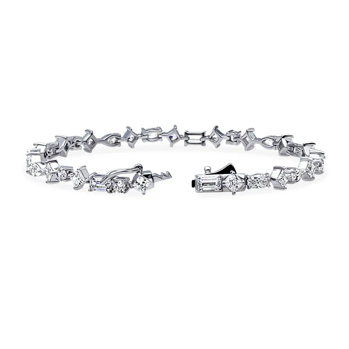 BERRICLE Bracelets Cluster CZ Tennis Bracelet in Sterling Silver