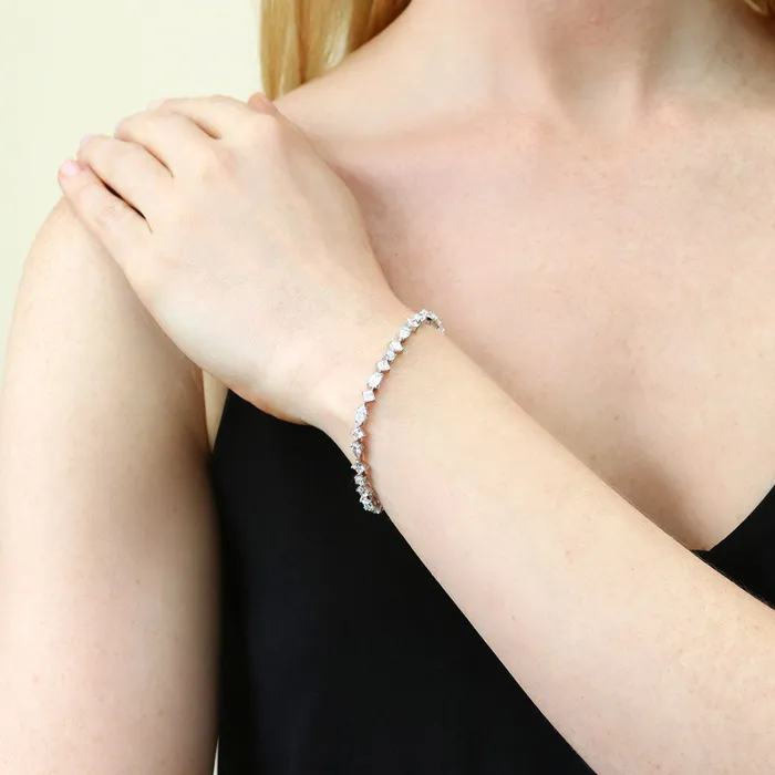 BERRICLE Bracelets Cluster CZ Tennis Bracelet in Sterling Silver