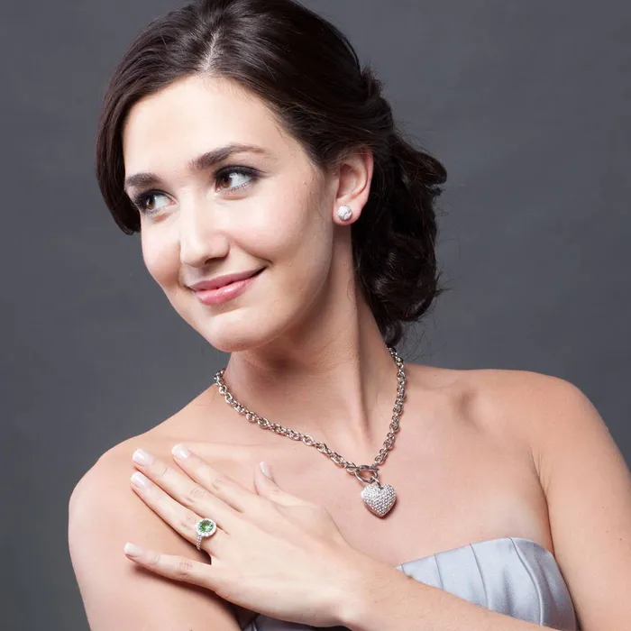 BERRICLE Necklaces Heart CZ Necklace Earrings and Bracelet in SilverTone