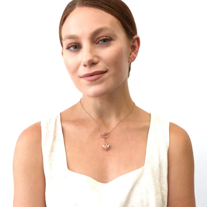 BERRICLE Necklaces Heart Open Circle CZ Toggle Lariat Necklace