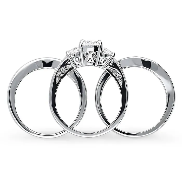 BERRICLE Rings 3Stone 12ct Oval CZ Ring Set in Sterling Silver