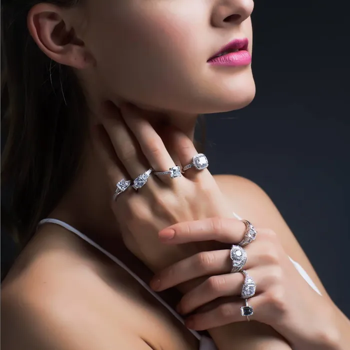 BERRICLE Rings 3Stone 2ct Princess CZ Ring in Sterling Silver