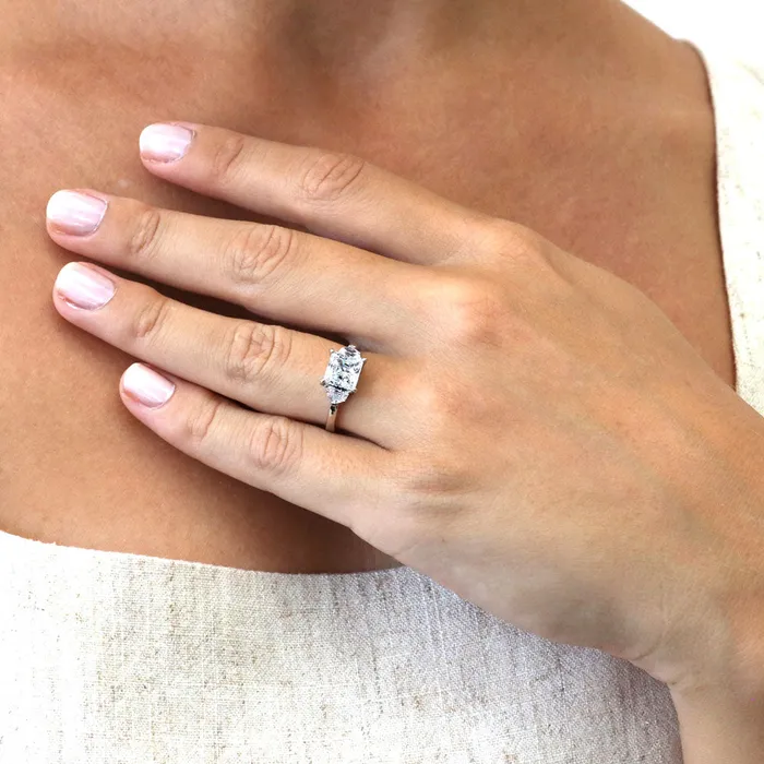 BERRICLE Rings 3Stone 2ct Princess CZ Ring in Sterling Silver
