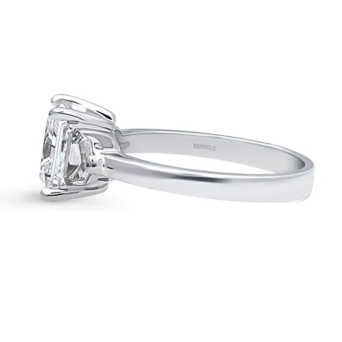BERRICLE Rings 3Stone 2ct Princess CZ Ring in Sterling Silver