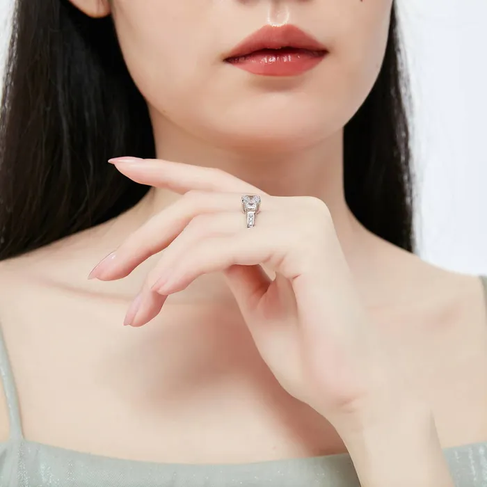 BERRICLE Rings 3Stone 2ct Princess CZ Ring in Sterling Silver