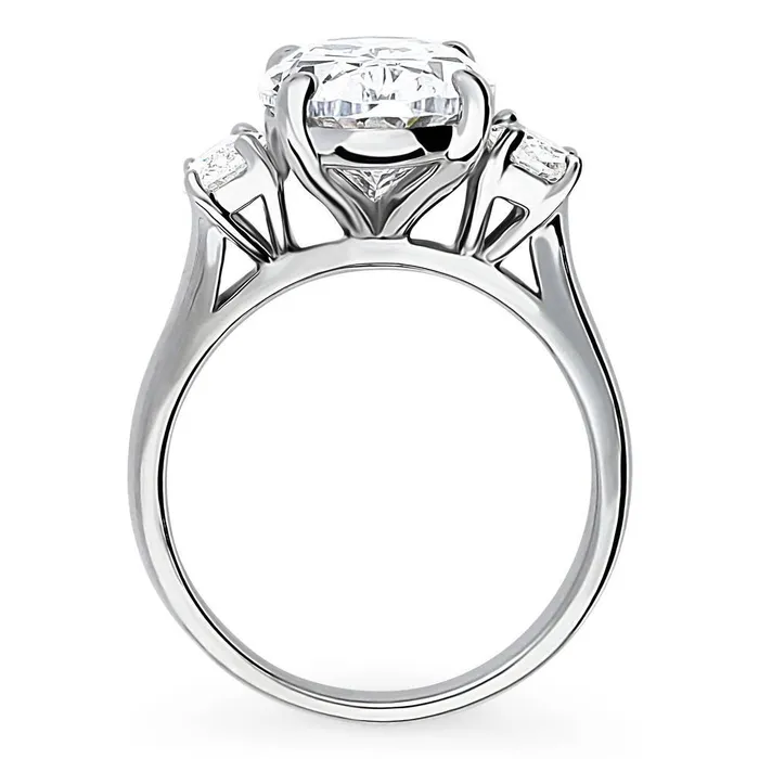 BERRICLE Rings 3Stone 55ct Oval CZ Ring in Sterling Silver
