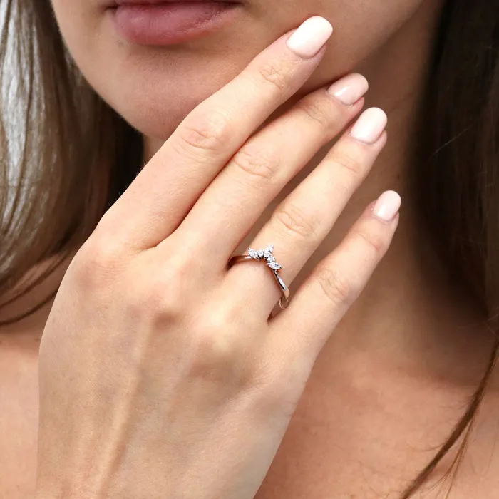 BERRICLE Rings 5Stone Chevron CZ Band in Sterling Silver
