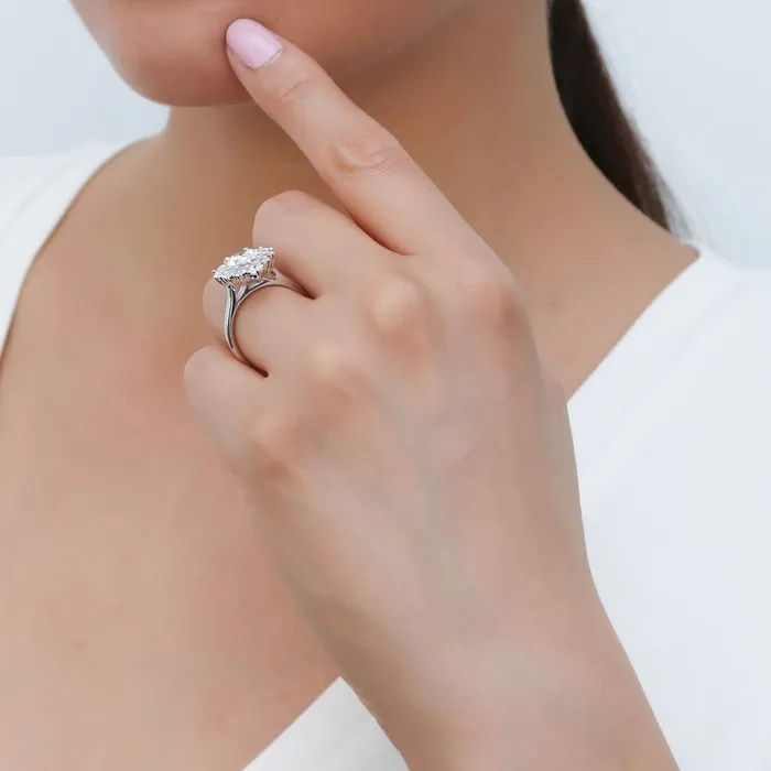BERRICLE Rings Halo Milgrain Pear CZ Ring Set in Sterling Silver