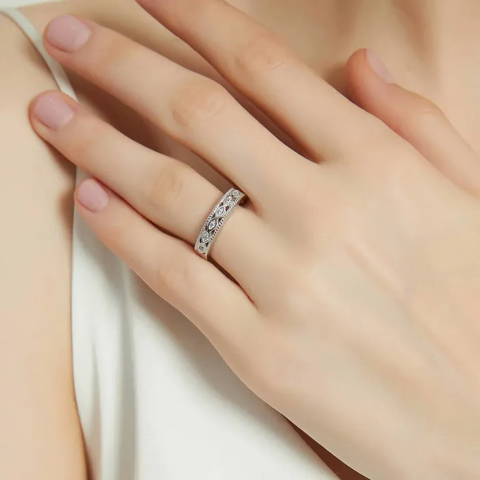 BERRICLE Rings Woven CZ Band in Sterling Silver