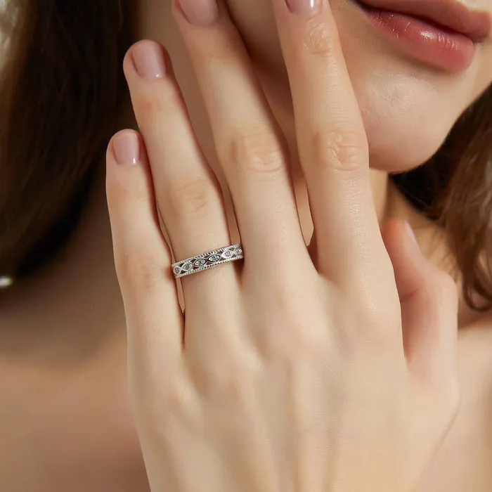 BERRICLE Rings Woven CZ Band in Sterling Silver