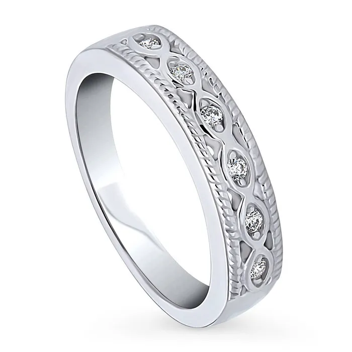 BERRICLE Rings Woven CZ Band in Sterling Silver