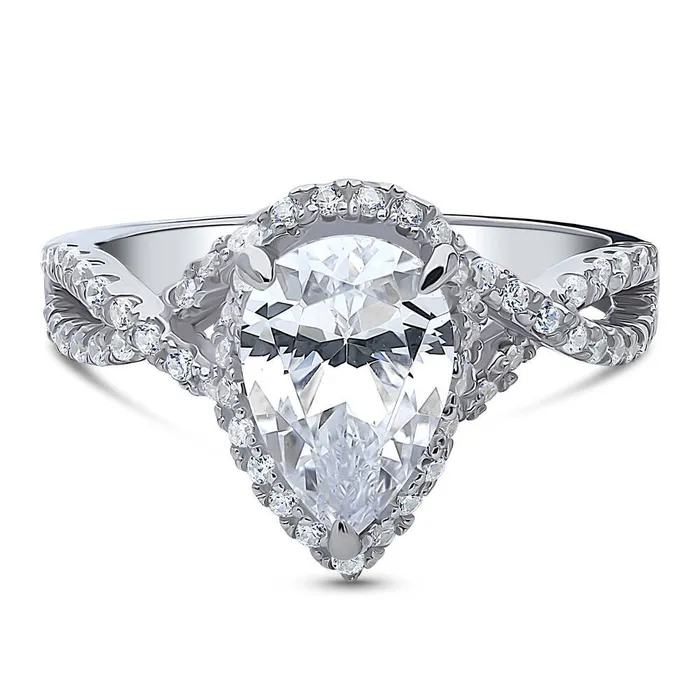 BERRICLE Rings Woven Halo CZ Ring in Sterling Silver