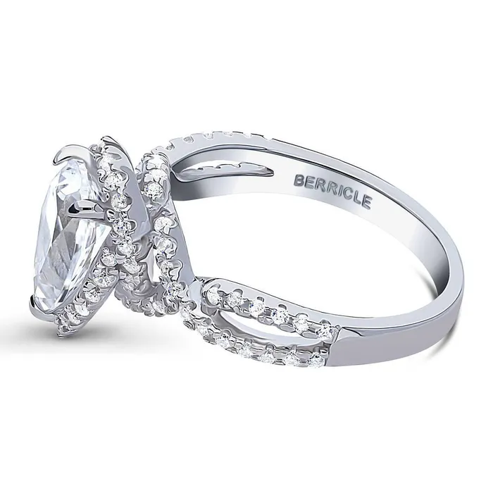 BERRICLE Rings Woven Halo CZ Ring in Sterling Silver
