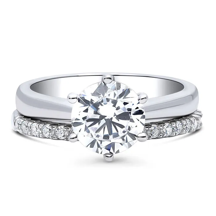 BERRICLE Solitaire 2ct CZ Ring Set in Sterling Silver Rings