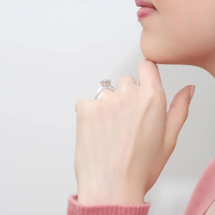 BERRICLE Solitaire 2ct CZ Ring Set in Sterling Silver Rings