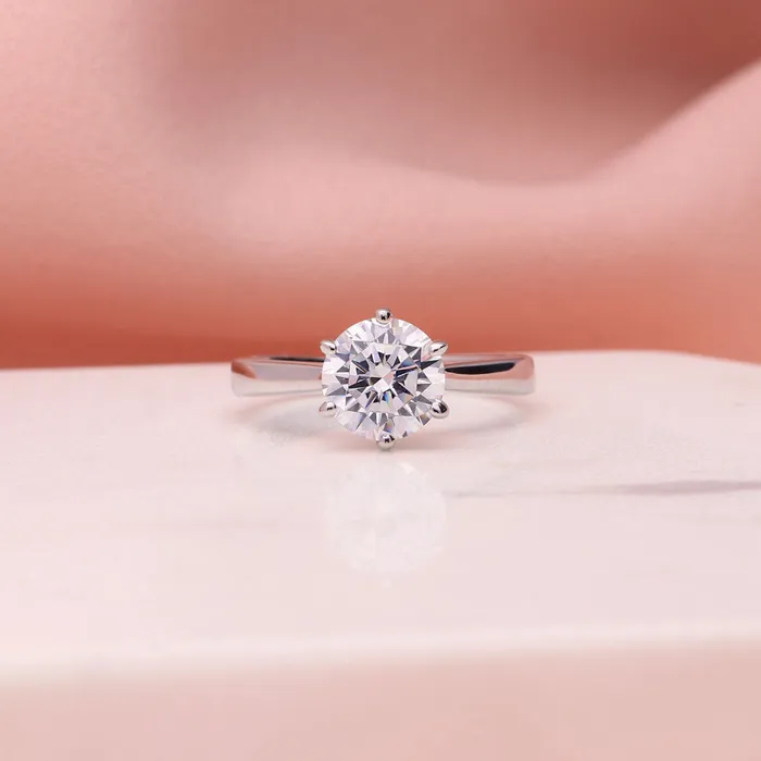 BERRICLE Solitaire 2ct CZ Ring Set in Sterling Silver Rings