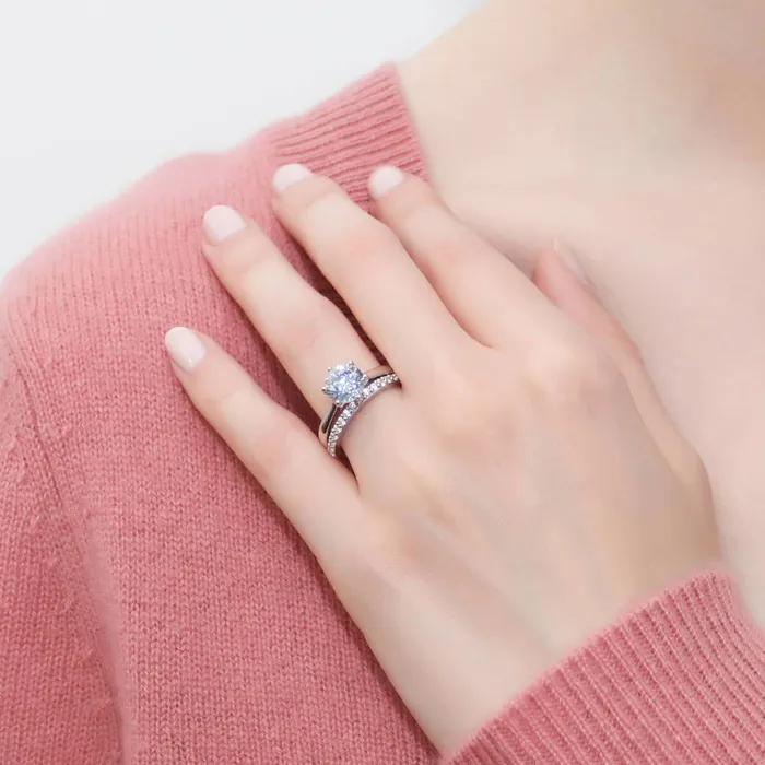 BERRICLE Solitaire 2ct CZ Ring Set in Sterling Silver Rings