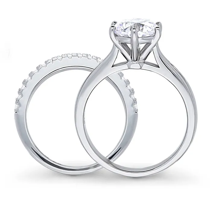 BERRICLE Solitaire 2ct CZ Ring Set in Sterling Silver Rings