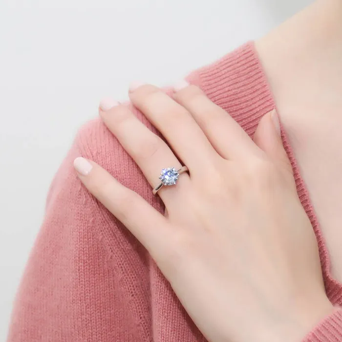 BERRICLE Solitaire 2ct CZ Ring Set in Sterling Silver Rings