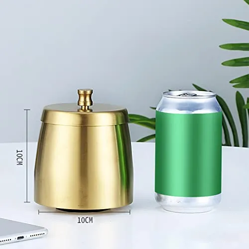 Bracelets Dropshipped via Social Commerce Network MILAAN Windproof Ashtray with Lid Stainless Steel Rainproof for Smoking Smokers Gold