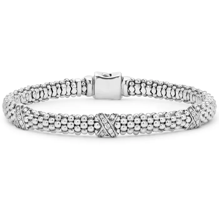 Bracelets Embrace Three Station Silver X Diamond Bracelet 6mm Lagos