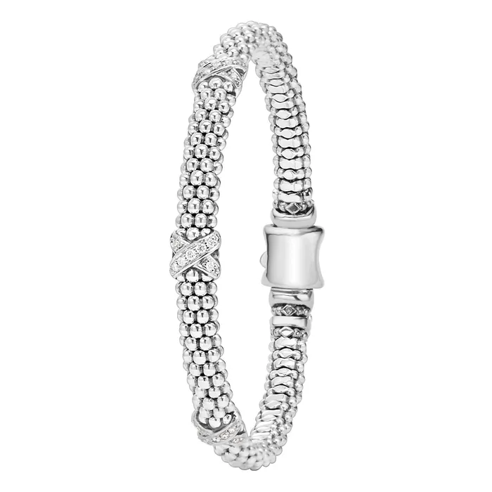 Bracelets Embrace Three Station Silver X Diamond Bracelet 6mm Lagos