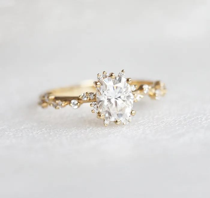 Capucinne Rings Bokeh Oval Lab Diamond Ring