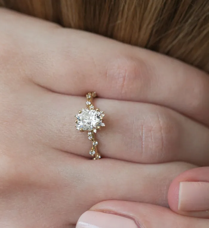 Capucinne Rings Bokeh Oval Lab Diamond Ring