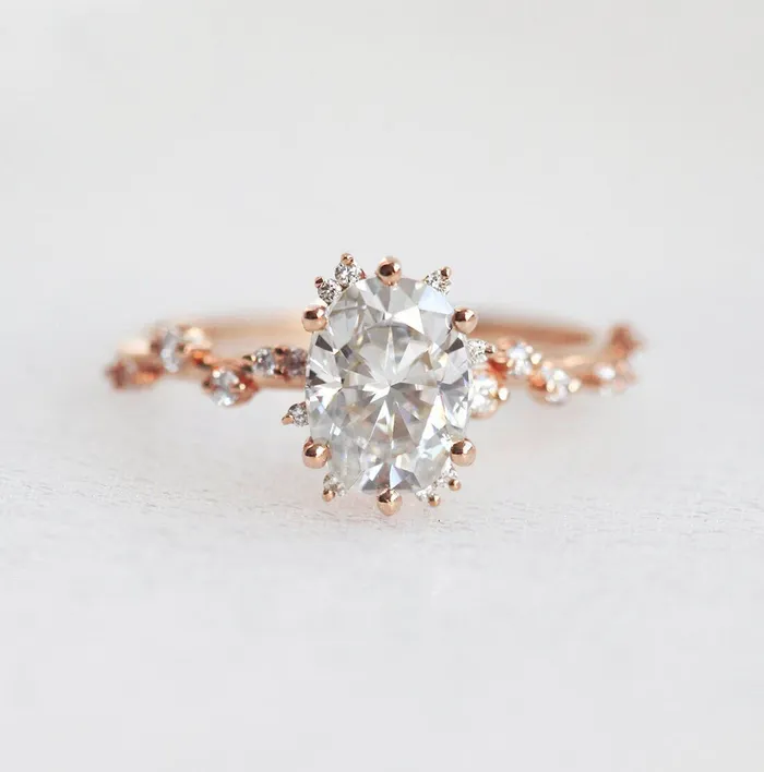 Capucinne Rings Bokeh Oval Lab Diamond Ring