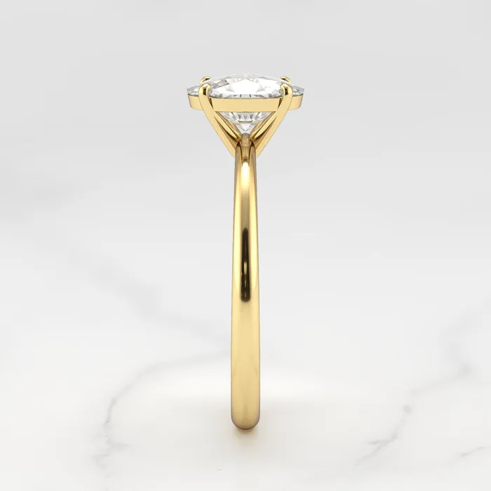 Capucinne Rings Oval Tapered Solitaire Diamond Ring