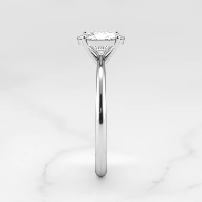 Capucinne Rings Oval Tapered Solitaire Diamond Ring