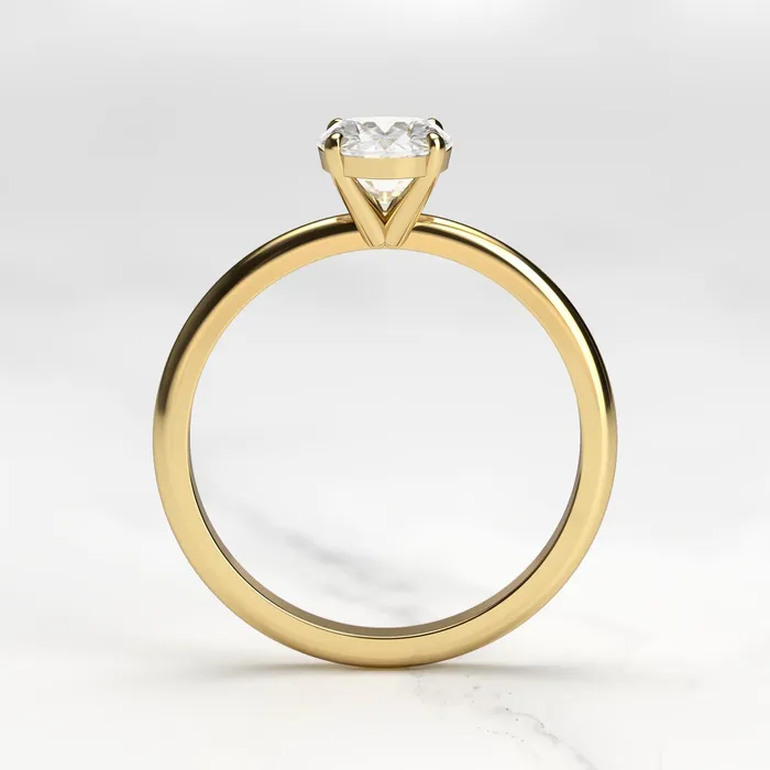 Capucinne Rings Oval Tapered Solitaire Diamond Ring