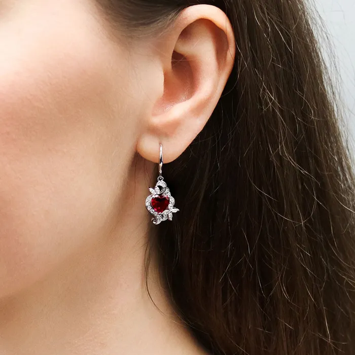 Earrings Heart Flower CZ Fish Hook Earrings in Sterling Silver BERRICLE