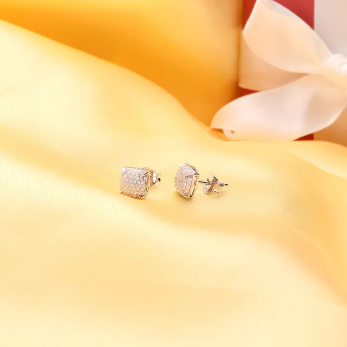 Earrings Square CZ Stud Earrings in Sterling Silver BERRICLE