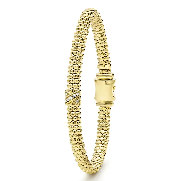 Embrace 18K Gold X Diamond Caviar Bracelet 6mm LAGOS Bracelets Embrace 18K Gold X Diamond Caviar Bracelet 6mm LAGOS Bracelets