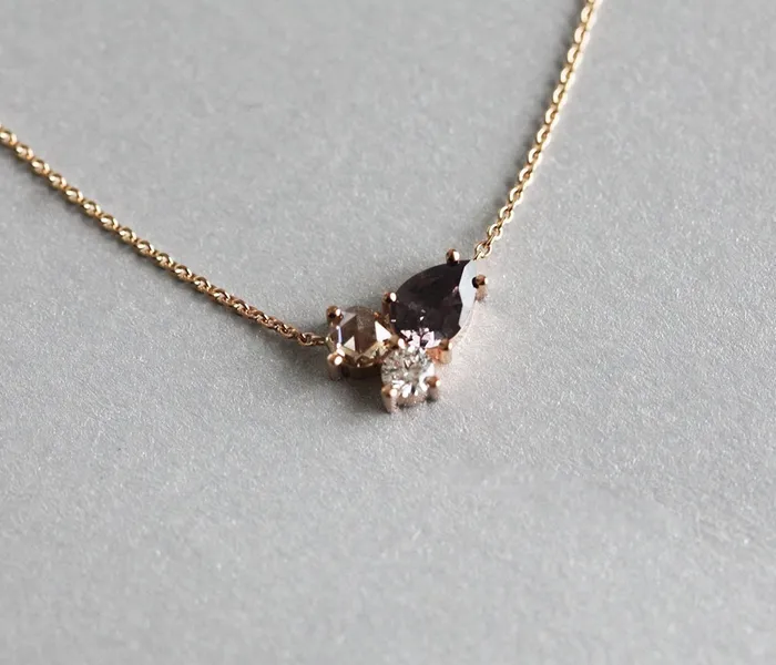 Murphy Diamond and Sapphire Cluster Necklace Capucinne Necklaces