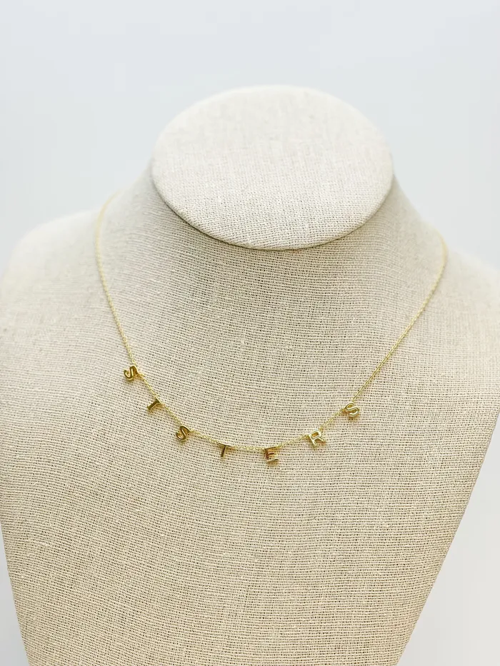 Necklaces Sisters Sentiment Station Necklace Gold Prep Obsessed TW