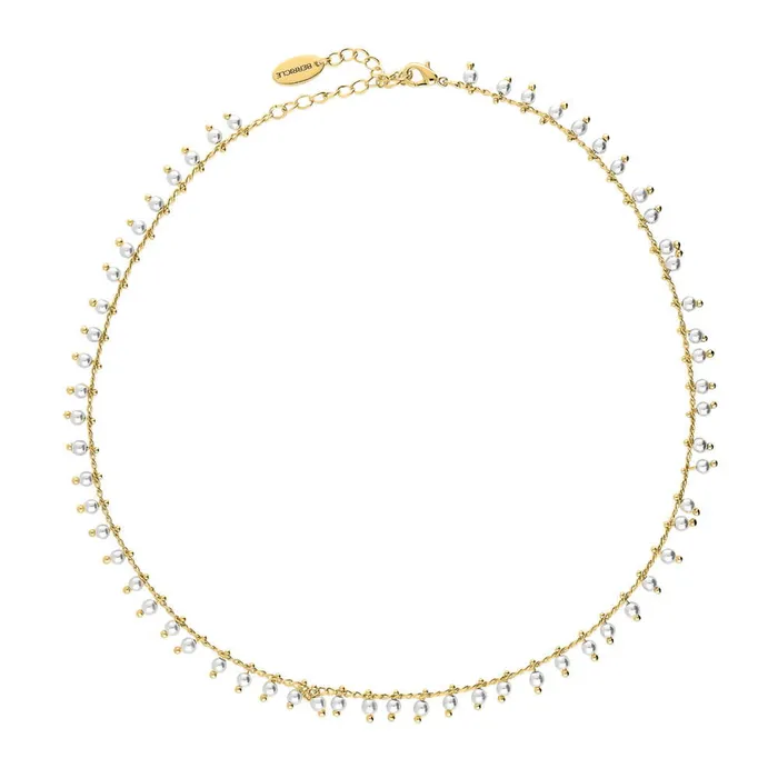 Paperclip Imitation Pearl Link Chain Necklace 2 Piece BERRICLE Necklaces