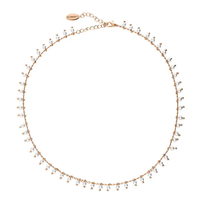 Paperclip Imitation Pearl Link Chain Necklace 2 Piece BERRICLE Necklaces