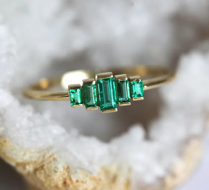 Patti Baguette Emerald Ring Capucinne Rings
