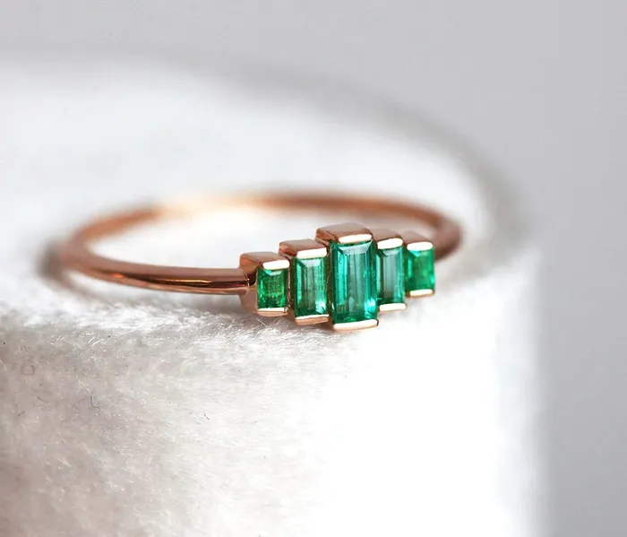 Patti Baguette Emerald Ring Capucinne Rings