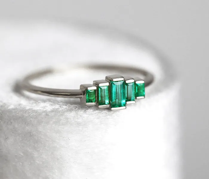 Patti Baguette Emerald Ring Capucinne Rings