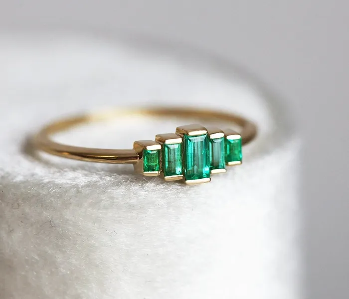 Patti Baguette Emerald Ring Capucinne Rings