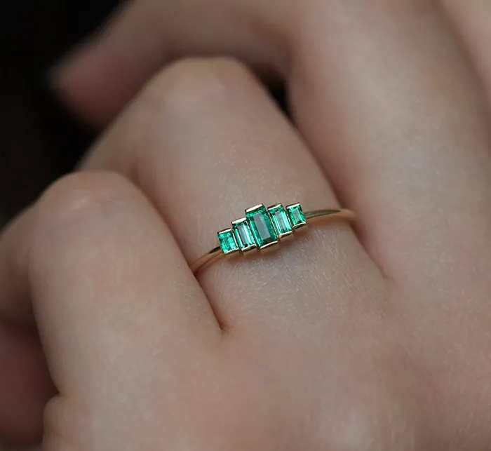 Patti Baguette Emerald Ring Capucinne Rings