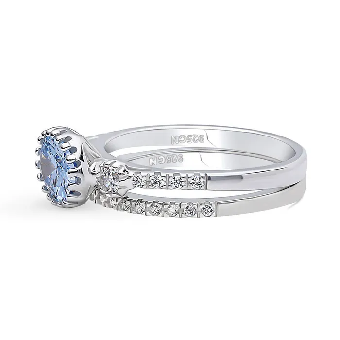 Rings 3Stone 12ct Greyish Blue Oval CZ Ring Set in Sterling Silver BERRICLE
