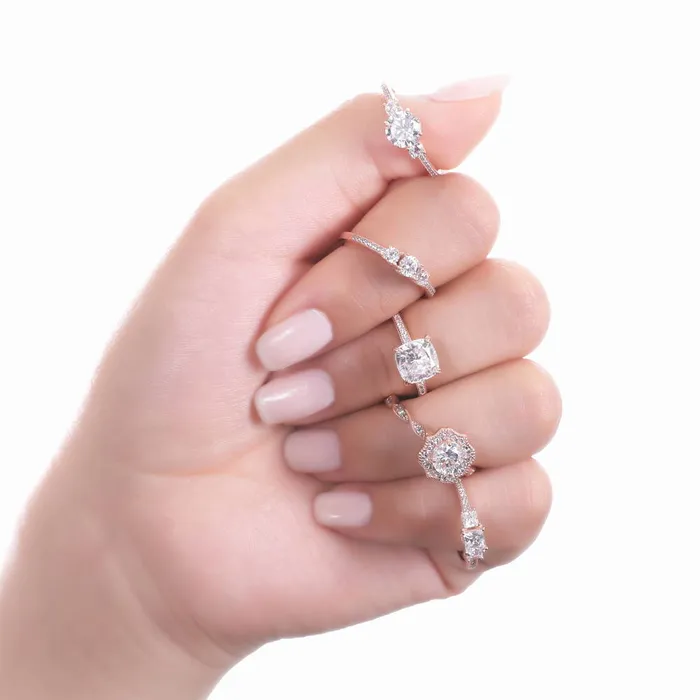 Rings BERRICLE Halo Art Deco CZ Ring in Rose Gold Plated Sterling Silver
