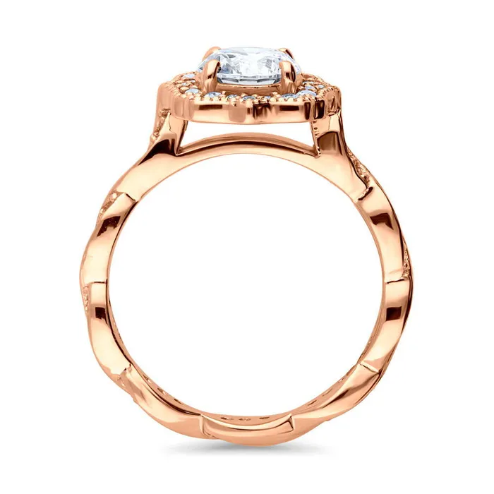 Rings BERRICLE Halo Art Deco CZ Ring in Rose Gold Plated Sterling Silver