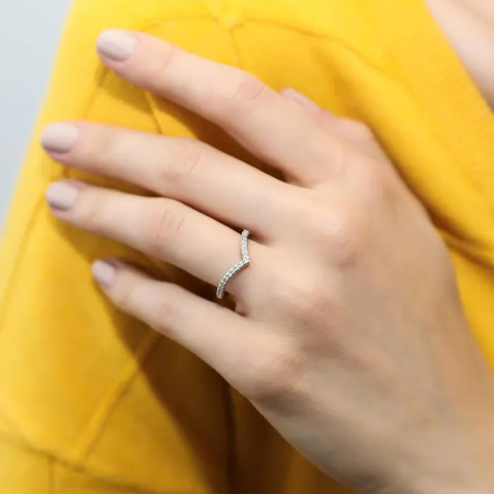 Rings BERRICLE Halo Wishbone Marquise CZ Split Shank Ring Set in Sterling Silver